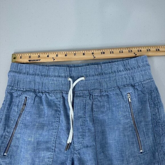 Athleta Cabo Linen Jogger Pants Size 8 Blue Drawstring Pockets 530642 - Picture 6 of 10
